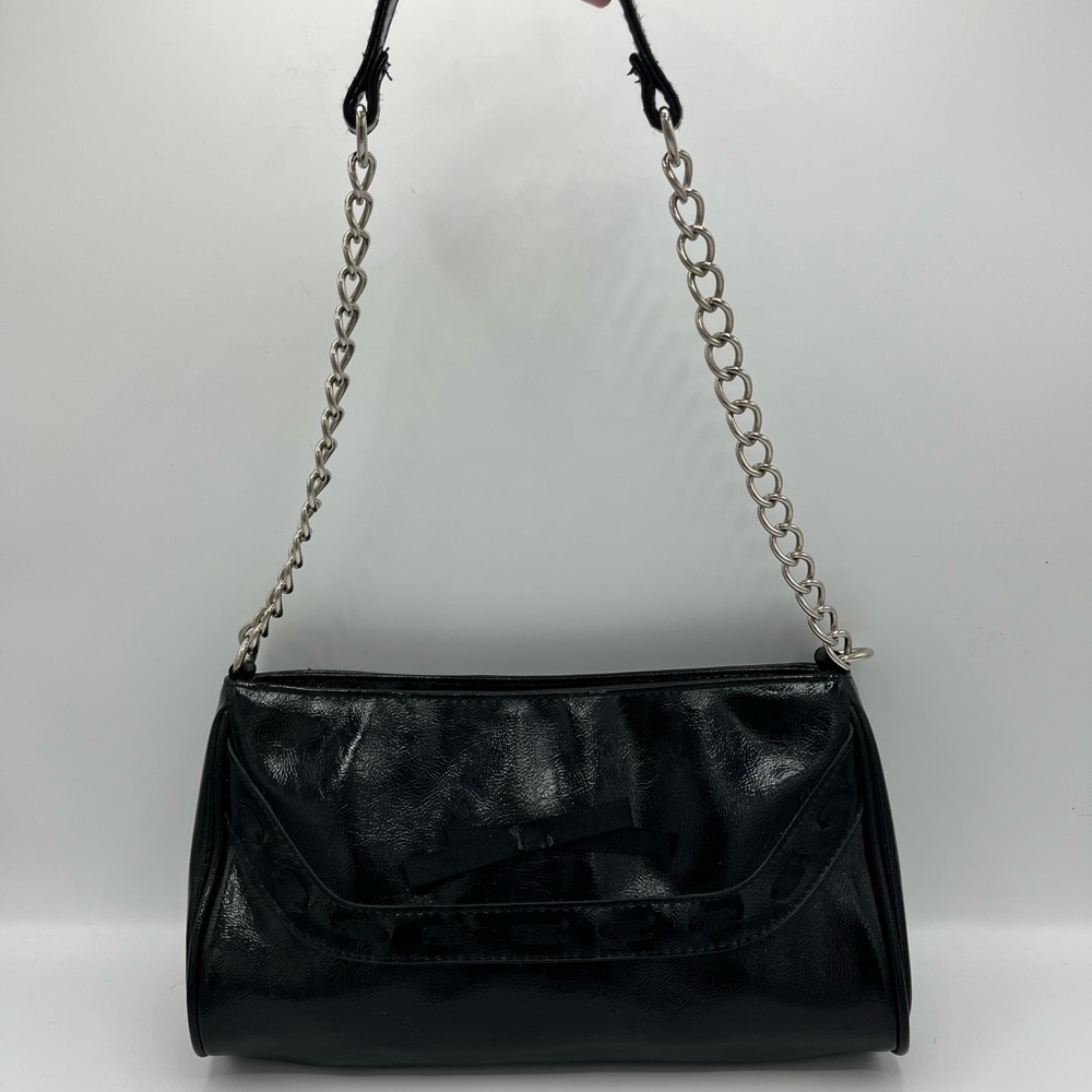 5/$25❌ FINAL CALL❌ Glossy Black and Silver Chain Shoulder Bag